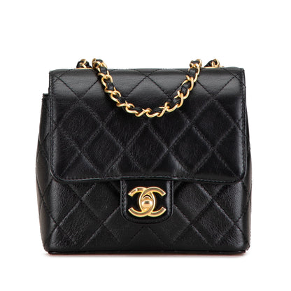 Black Chanel Mini Square Classic Goatskin Retro Flap Crossbody Bag