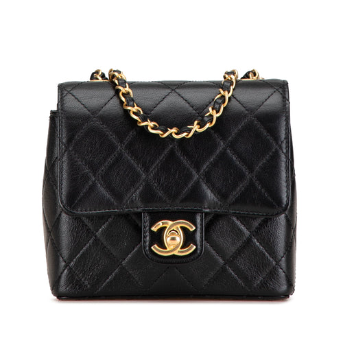 Black Chanel Mini Square Classic Goatskin Retro Flap Crossbody Bag