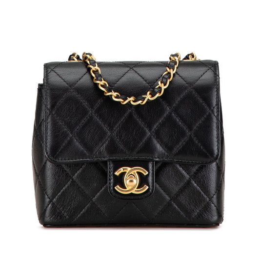 Black Chanel Mini Square Classic Goatskin Retro Flap Crossbody Bag