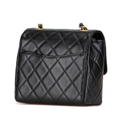 Black Chanel Mini Square Classic Goatskin Retro Flap Crossbody Bag