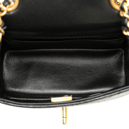 Black Chanel Mini Square Classic Goatskin Retro Flap Crossbody Bag