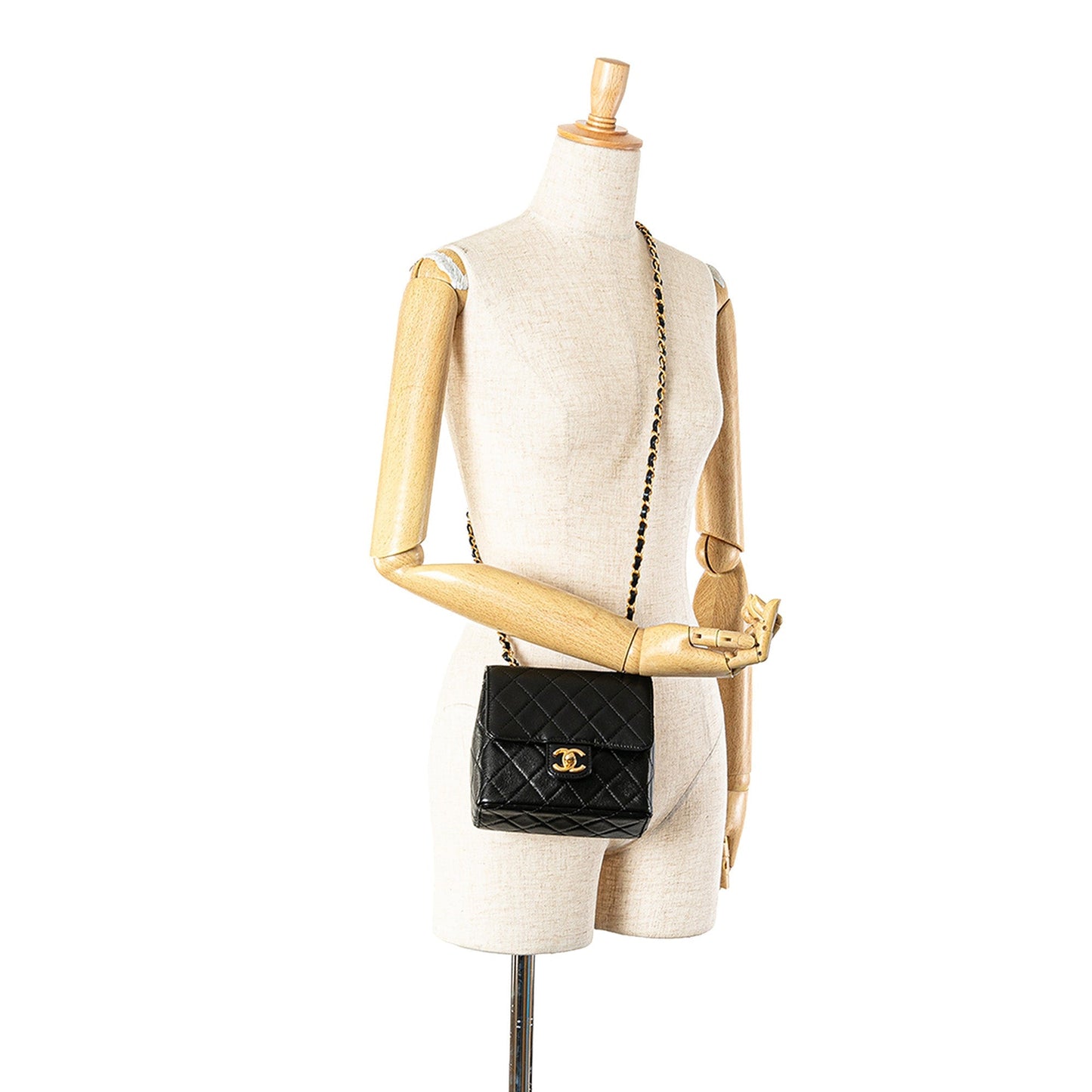 Black Chanel Mini Square Classic Goatskin Retro Flap Crossbody Bag