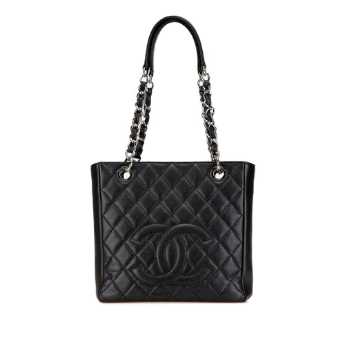 Black Chanel Caviar Petite Shopping Tote
