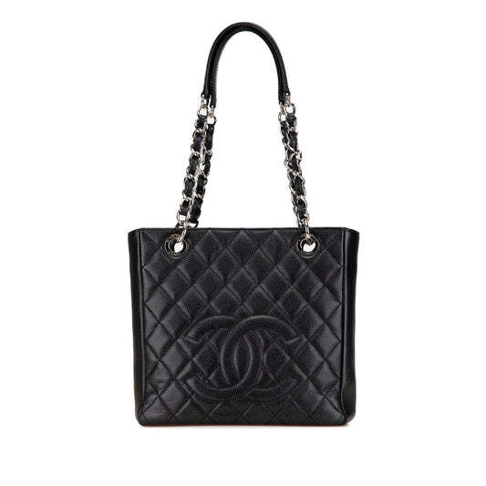 Black Chanel Caviar Petite Shopping Tote