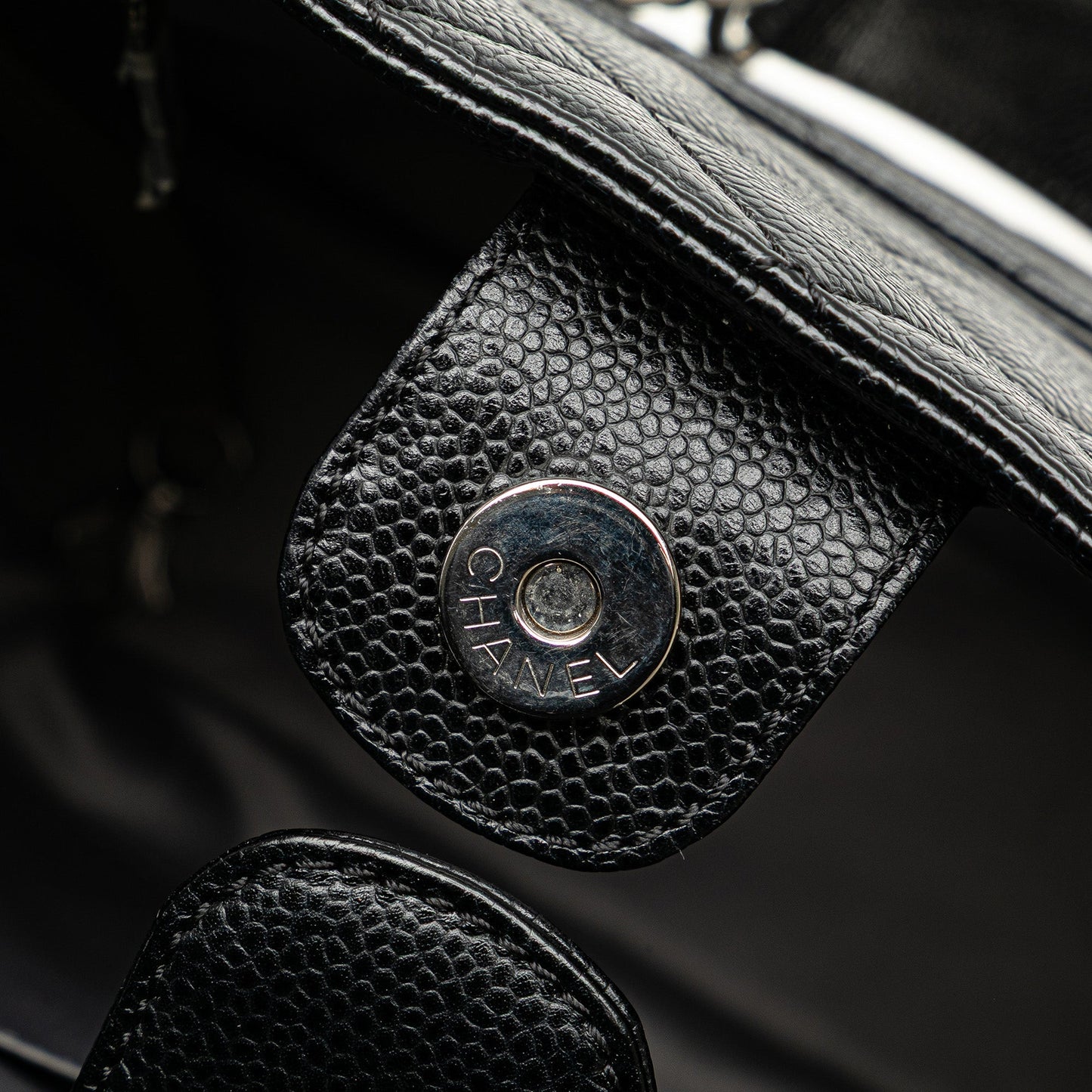 Black Chanel Caviar Petite Shopping Tote