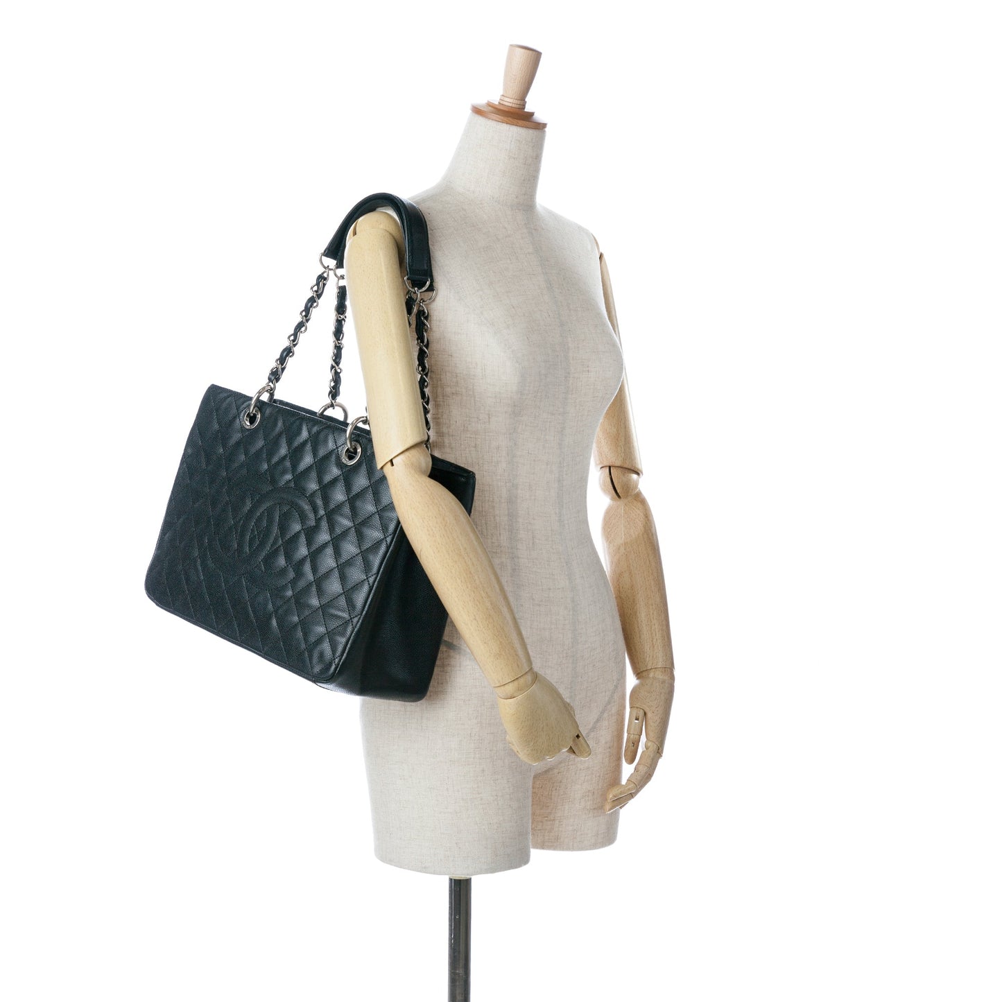 Black Chanel Caviar Grand Shopping Tote
