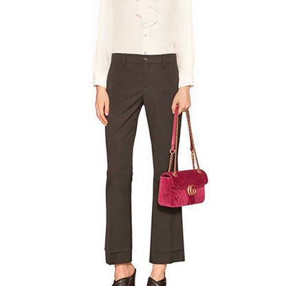 (WMNS) Gucci GG Marmont Gold Logo Velvet Chain Shoulder Messenger Bag Small Purple Red Classic 443497-K4D2T-5671