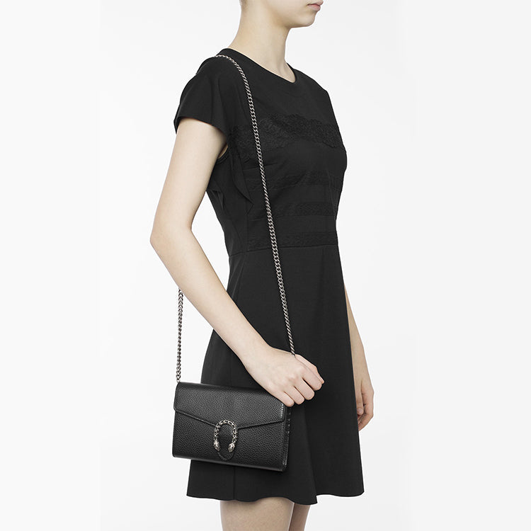 (WMNS) Gucci Dionysus Tiger Head Leather Chain Shoulder Messenger Bag Mini Black 401231-CAOGN-8176