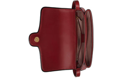 GUCCI Arli Gold Label Logo Colorblock Leather Shoulder Messenger Bag Small Red / Black 550129-0V1IG-6663