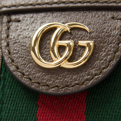 (WMNS) Gucci Ophidia Gold Logo Retro GG Stripe Webbing Canvas Shoulder Messenger Bag Small / Brown 499621-K05NG-8745