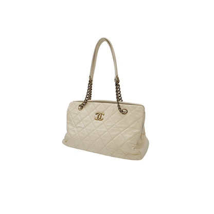 Chanel Vintage Quilted Calfskin Leather Crown CC Tote