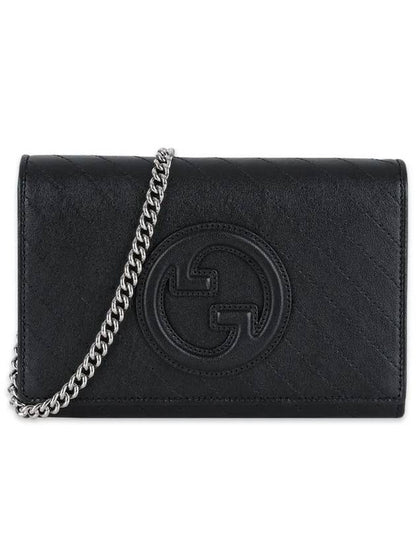 Gucci Blondie Interlocking G Leather Chain Medium Wallet Black