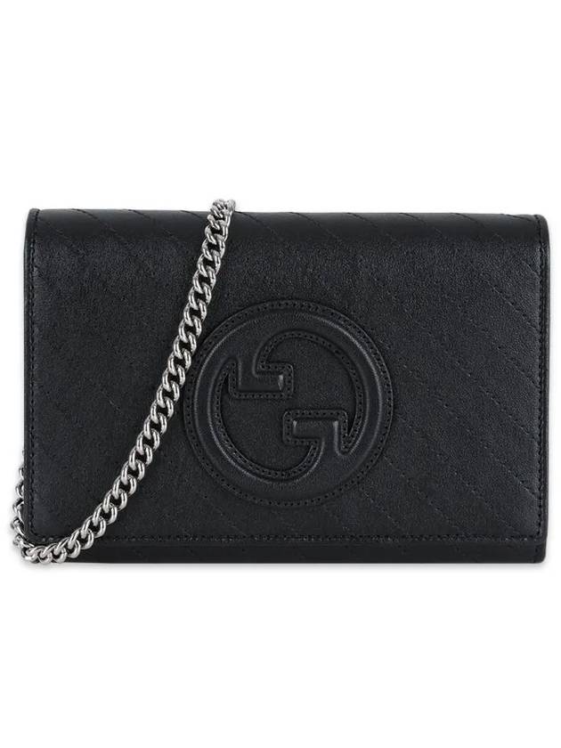 Gucci Blondie Interlocking G Leather Chain Medium Wallet Black