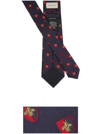 Gucci Bee Logo Silk Tie Navy