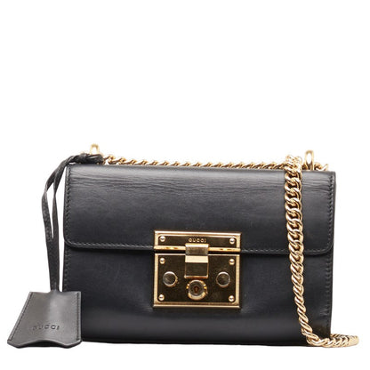 Gucci Chain Shoulder Bag 409487 Black G Leather  Gucci