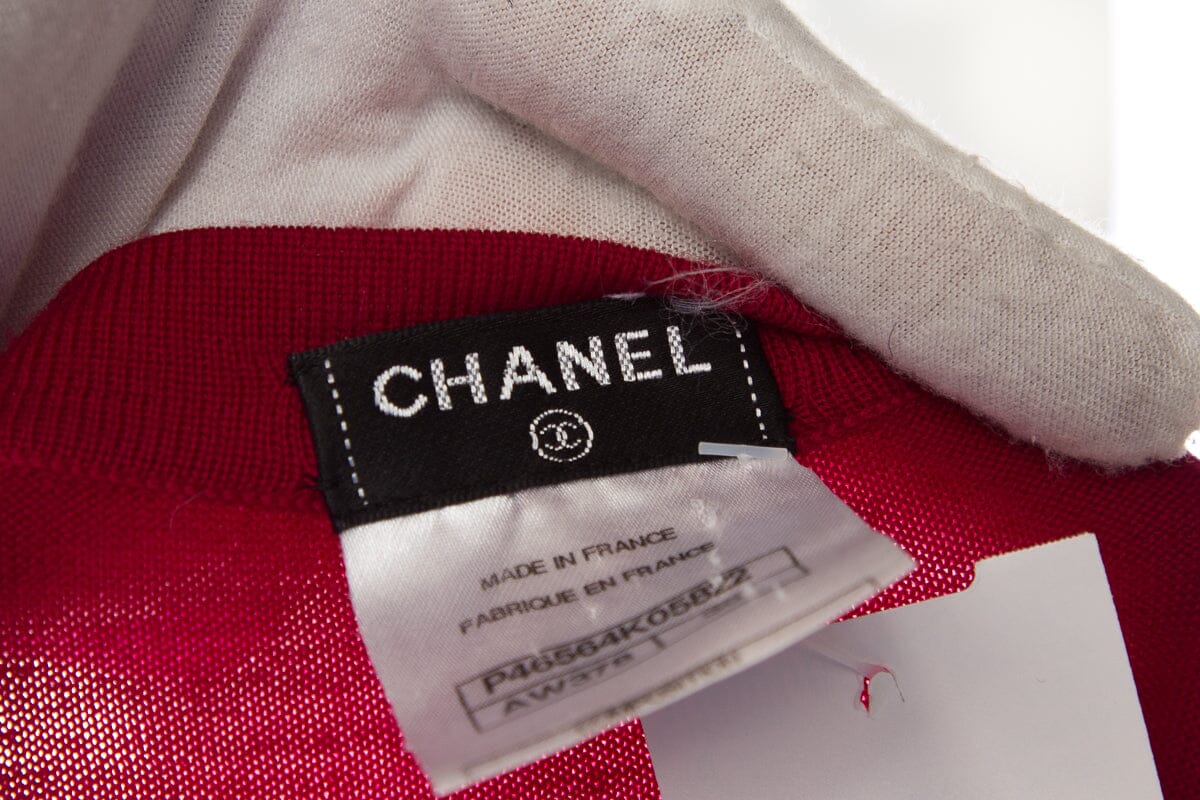 Chanel Scarlet Knit Long Sleeve Dress SZ 38
