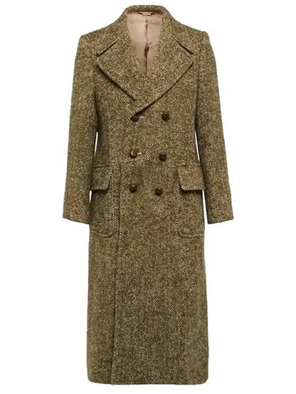 Gucci Bernal Herringbone Wool Single Coat Green