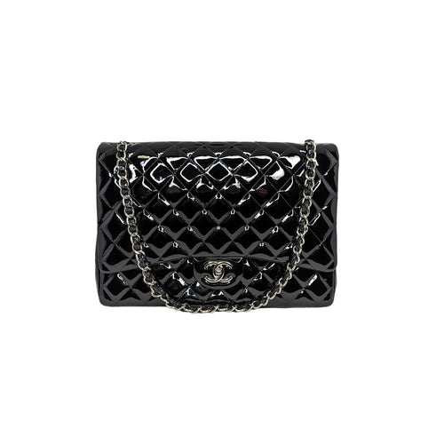Chanel Patent Quilted Maxi Classic Double Flap Black