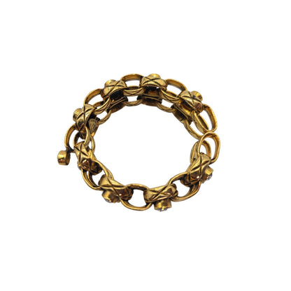 CHANEL Vintage Strass Quilted Chain Link Cuff Bracelet