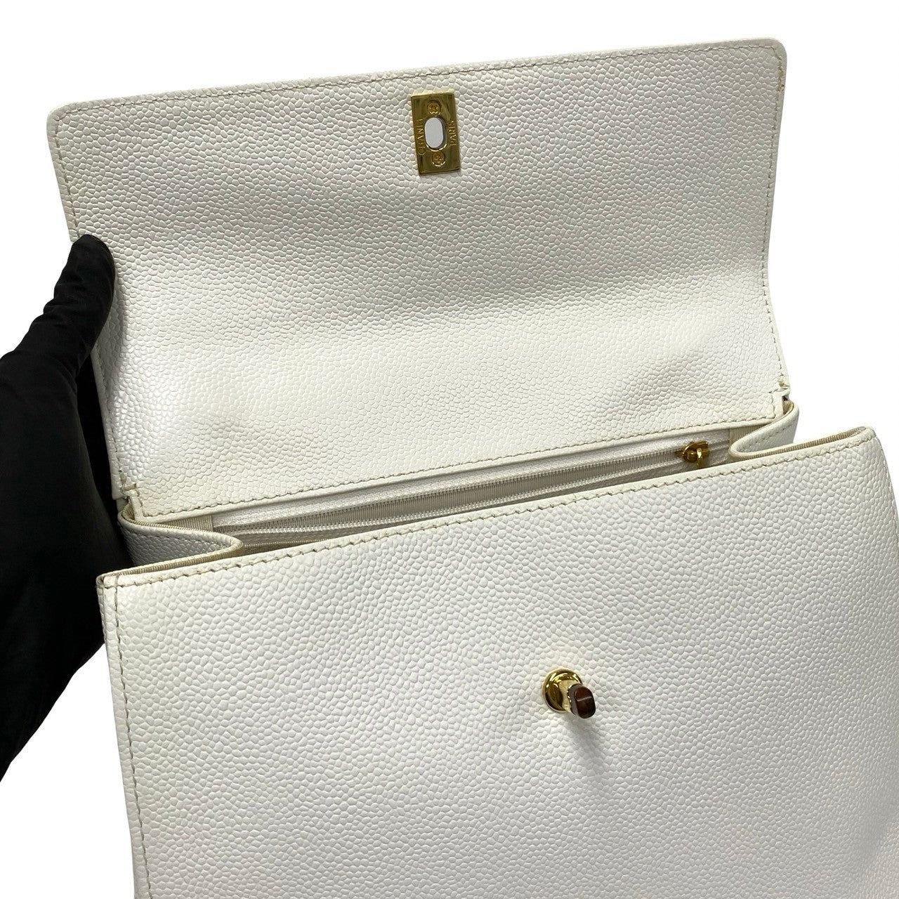 Chanel CC Caviar Top Handle Bag  Leather Handbag