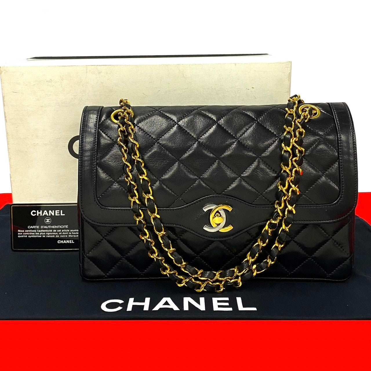 Chanel CC Paris Double Flap Bag  Leather Crossbody Bag