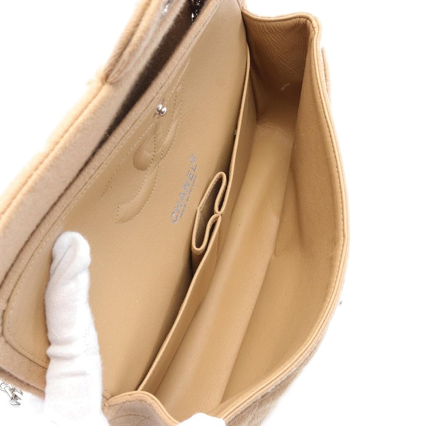 Brown Chanel Medium Classic Jersey Double Flap Shoulder Bag