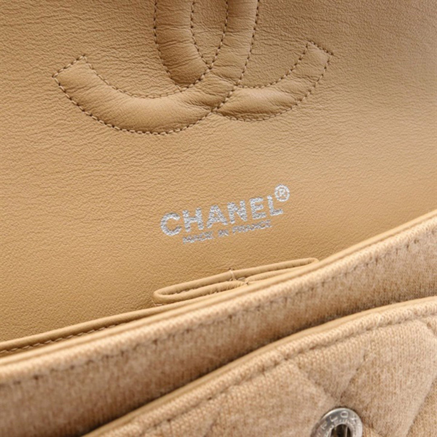 Brown Chanel Medium Classic Jersey Double Flap Shoulder Bag