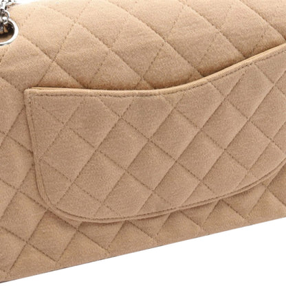 Brown Chanel Medium Classic Jersey Double Flap Shoulder Bag