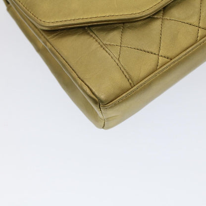 CHANEL Matelasse Turn Lock Chain Shoulder Bag Lamb Skin Gold CC 51274A