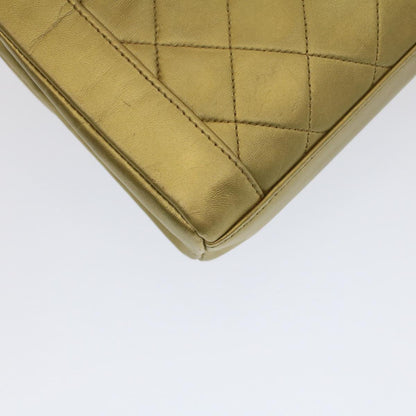 CHANEL Matelasse Turn Lock Chain Shoulder Bag Lamb Skin Gold CC 51274A