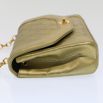 CHANEL Matelasse Turn Lock Chain Shoulder Bag Lamb Skin Gold CC 51274A