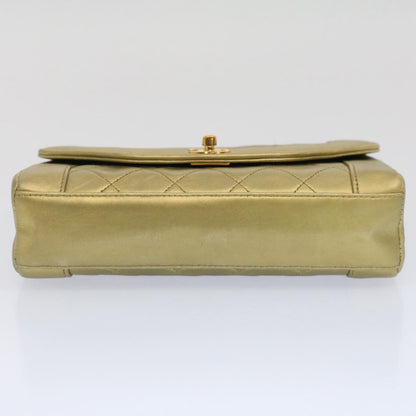 CHANEL Matelasse Turn Lock Chain Shoulder Bag Lamb Skin Gold CC 51274A