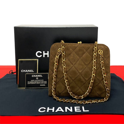 Chanel Suede Matelasse Shoulder Bag Suede Handbag in Great Condition