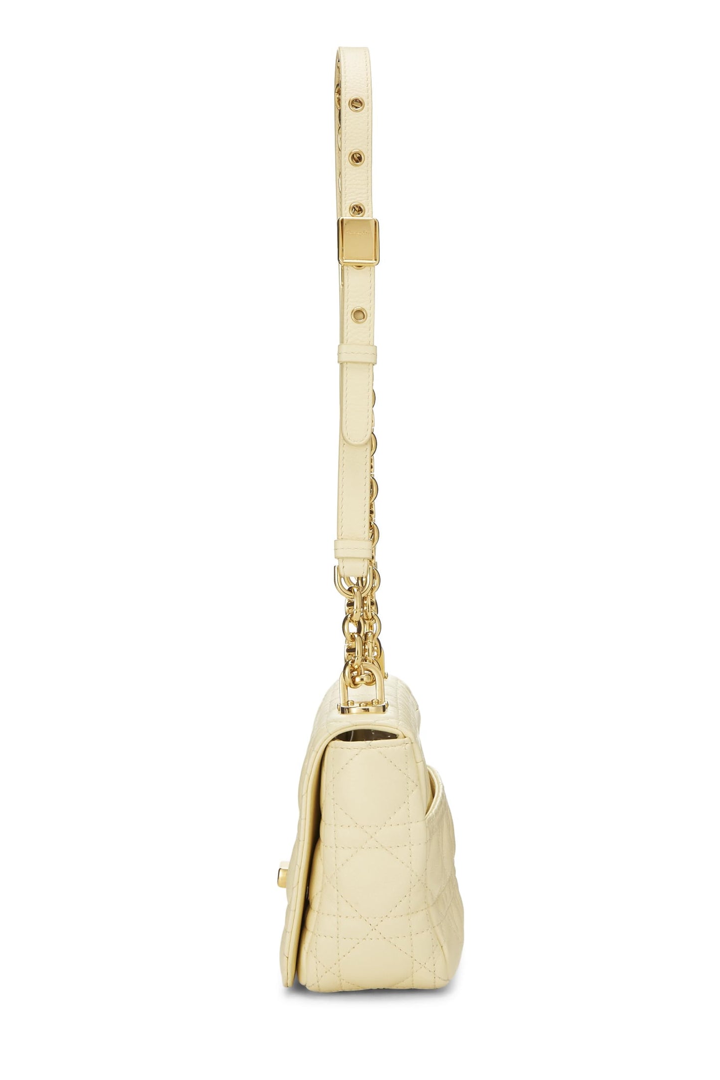 Dior, Yellow Cannage Calfskin Caro Bag Small, Yellow