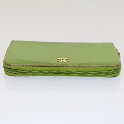 CHANEL Camelia Long Wallet Leather Green CC 52452