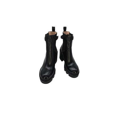 Gucci Chelsea Logo Strap High Heel Ankle Boots Sz 40.5