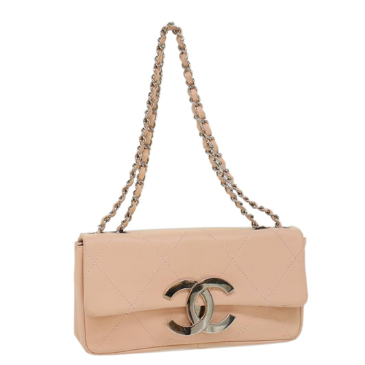 CHANEL Matelasse Chain Shoulder Bag Leather Pink CC 53097