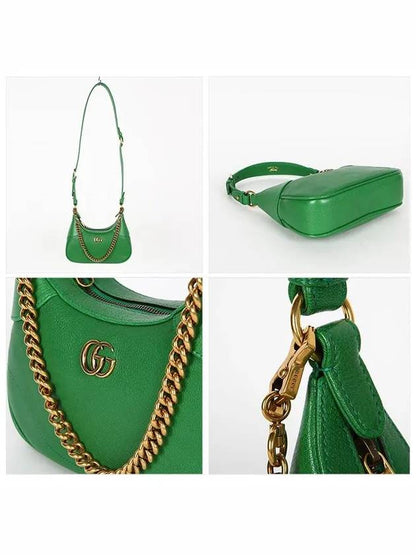 Gucci Aphrodite Small Logo Chain Shoulder Bag Green