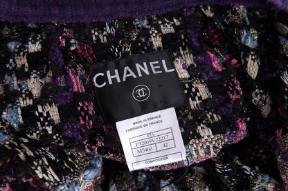 Chanel 2007 Purple & Black Tweed Sweater SZ 42