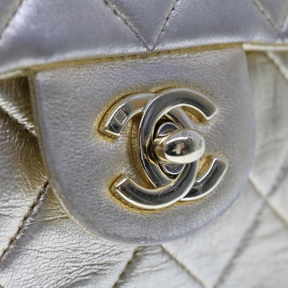 CHANEL Matelasse Turn Lock Chain Shoulder Bag Lamb Skin Gold CC 53752SA