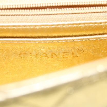 CHANEL Matelasse Turn Lock Chain Shoulder Bag Lamb Skin Gold CC 53752SA