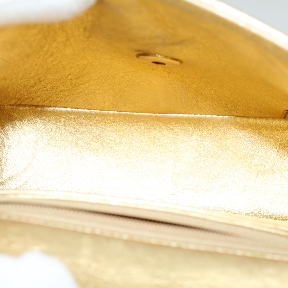 CHANEL Matelasse Turn Lock Chain Shoulder Bag Lamb Skin Gold CC 53752SA