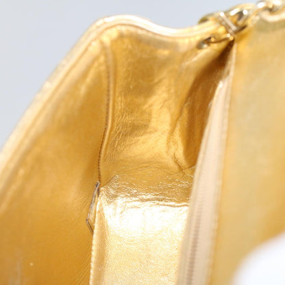 CHANEL Matelasse Turn Lock Chain Shoulder Bag Lamb Skin Gold CC 53752SA