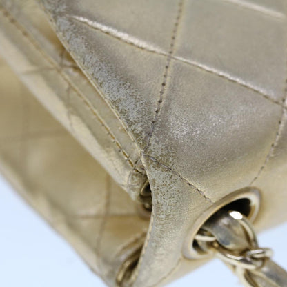 CHANEL Matelasse Turn Lock Chain Shoulder Bag Lamb Skin Gold CC 53752SA