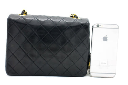CHANEL Mini Square Small Chain Shoulder Bag Crossbody Black Quilt h15