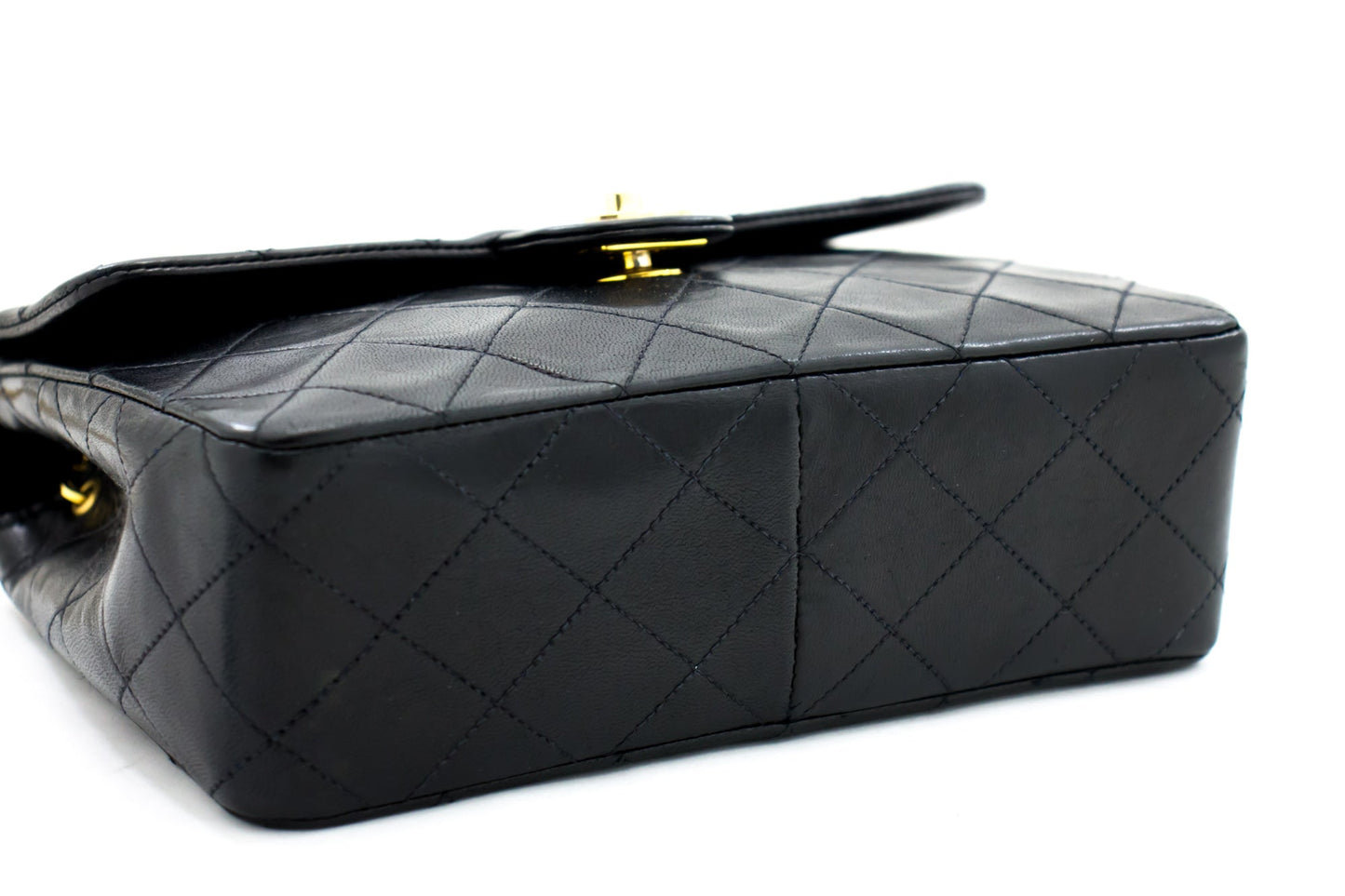 CHANEL Mini Square Small Chain Shoulder Bag Crossbody Black Quilt h15