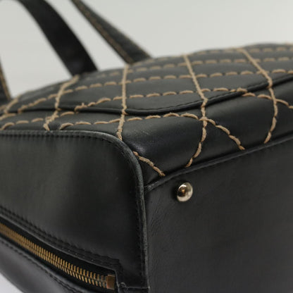 CHANEL Wild Stitch Hand Bag Leather Black CC 54178