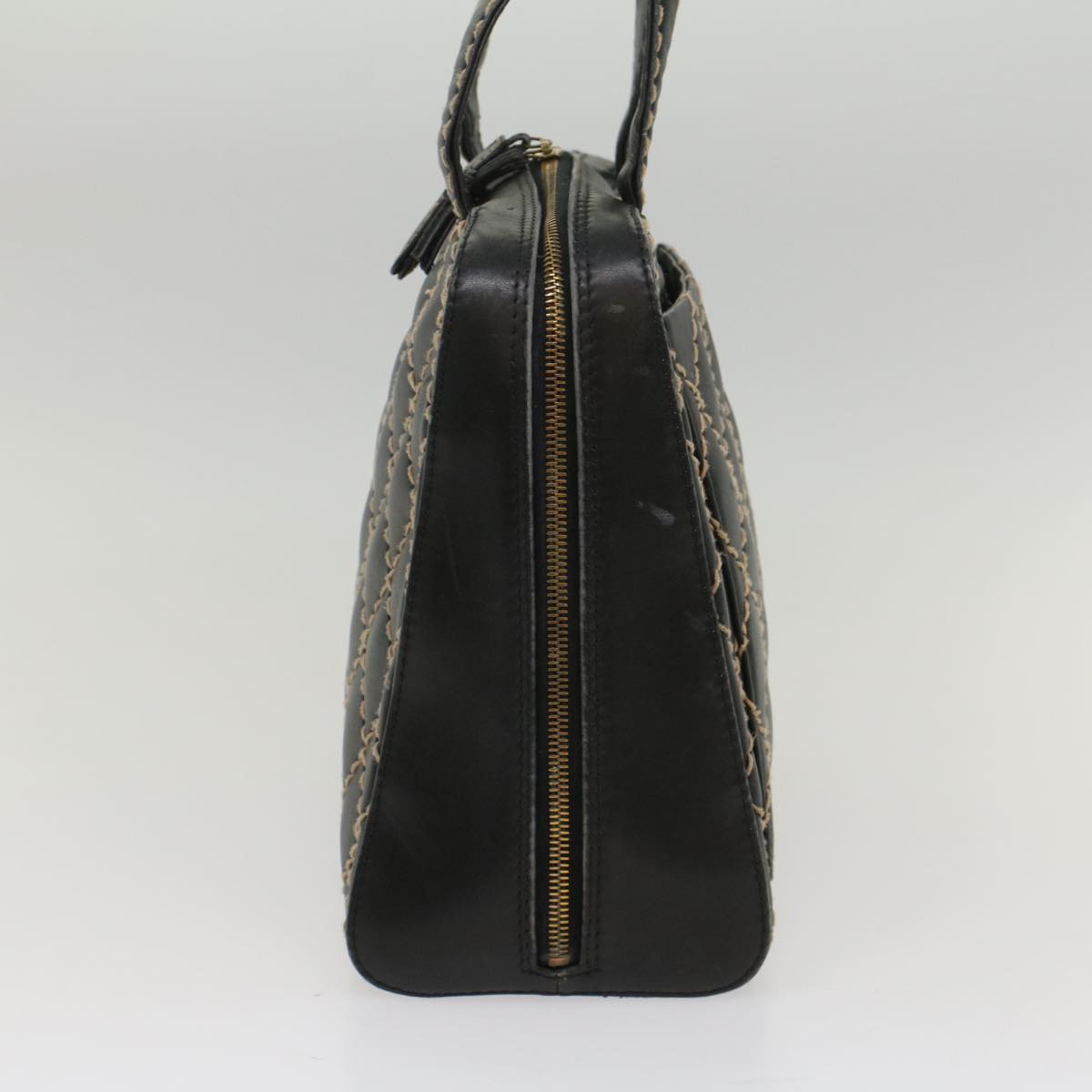 CHANEL Wild Stitch Hand Bag Leather Black CC 54178