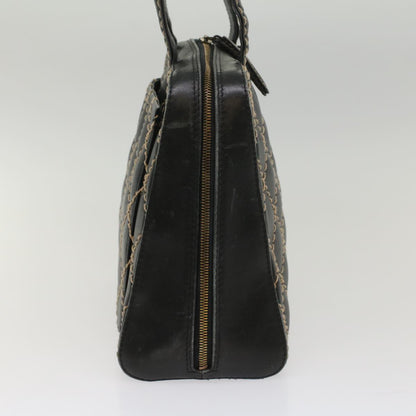 CHANEL Wild Stitch Hand Bag Leather Black CC 54178