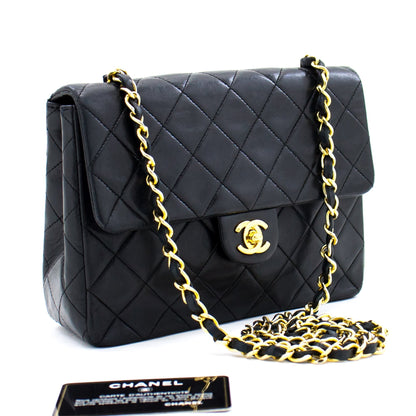 CHANEL Mini Square Small Chain Shoulder Bag Crossbody Black Quilt g90